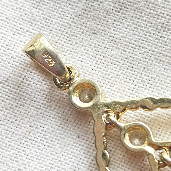 Gold over sterling CZ & druzy pendant - Picture 6 of 10